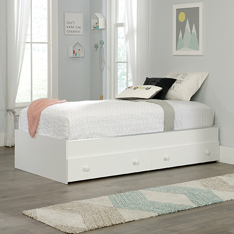 Twin Mates Bed Kids Bedroom Furniture Jamocha Wood Soft White Child Headboard