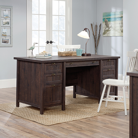 Costa Collection Coffee Oak Executive Desk 422976 Sauder