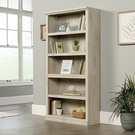 Sauder Select 5 Shelf Bookcase 423033, Sauder Edge Water Library Wall Bookcase In Antiqued Paints