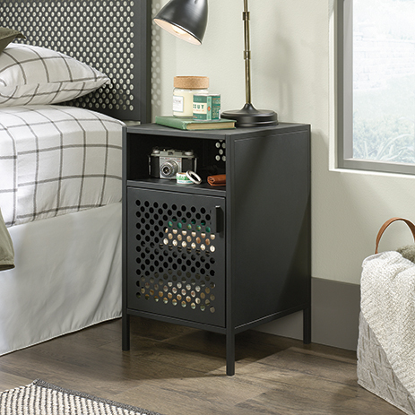Boulevard Cafe Metal Night Stand With Door Black 423268 Sauder Sauder Woodworking