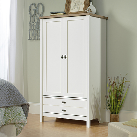 Cottage Road Clothing Armoire Soft White 423397 Sauder