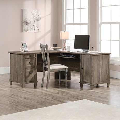 Hammond L Shaped Home Office Desk Emery Oak 423527 Sauder
