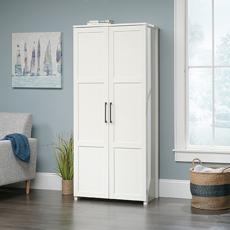 Homeplus Two Door Storage Cabinet White Finish 424001 Sauder