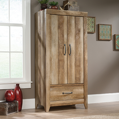 Adept Storage Wardrobe Armoire In Craftsman Oak 424141 Sauder