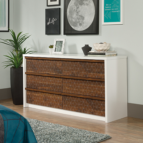 White stain on the wooden top for a lighter look. sauder
