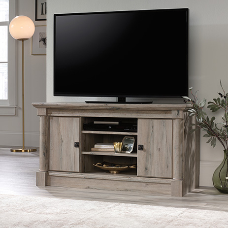 Palladia Tv Stand With Doors Split Oak 424810 Sauder Sauder Woodworking