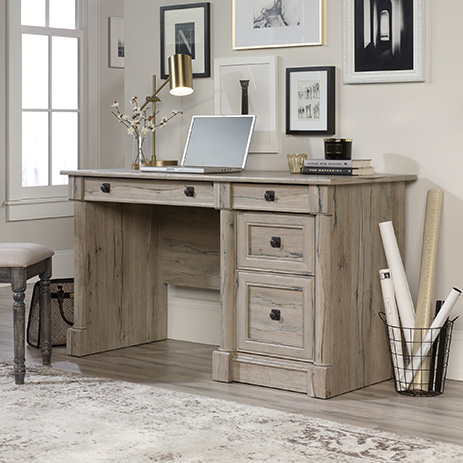 Palladia Home Office Desk With Storage Split Oak 424819 Sauder