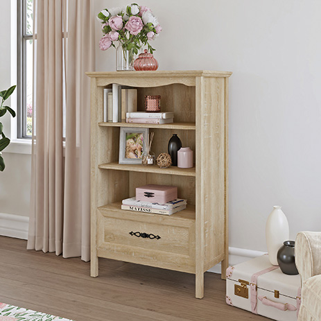Bookcase With Drawer Orchard Oak, Sauder Oak Bookcase With Doors