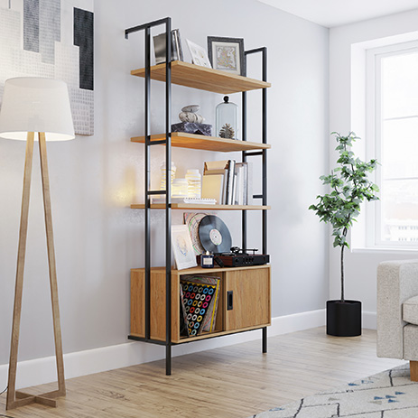 New Hyde Wall Mounted Bookcase With, Wall Mounted Bookcase Shelf