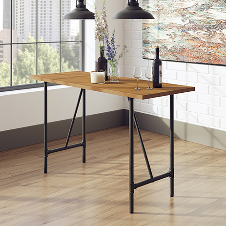 Iron City Counter Height Dining Table Checked Oak 427132 Sauder Iron City Counter Height Dining Table, Industrial Bar Height Dining Table