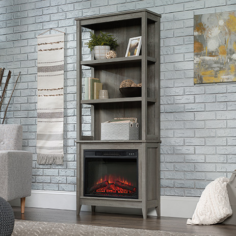 Sauder Select Fireplace Bookcase Mystic, Fireplace With Book Shelves