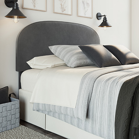 Cannery Bridge Velvet Queen Headboard Dark Gray 428194 Sauder Sauder Woodworking