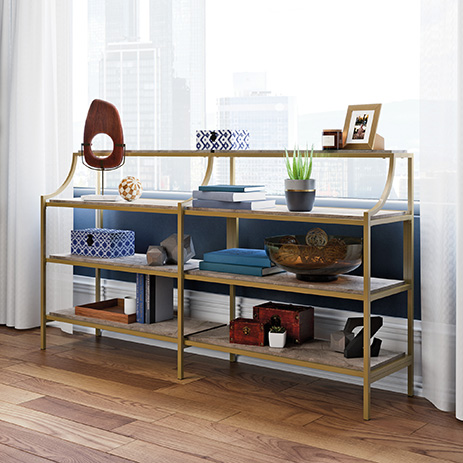 International Lux Modern Console Table, Better Homes Gardens Nola Narrow Bookcase Gold Finish