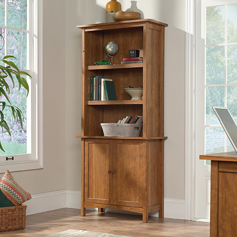Union Plain Bookcase With Doors Prairie, Sauder 71 Heritage Hill Library Bookcase With Doors Classic Cherry Finish