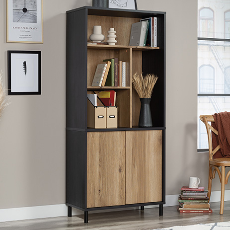 Acadia Way Library Bookcase With Doors, Sauder Camden County Tall Bookcase