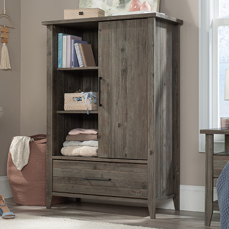 Summit Station Wardrobe Armoire Pebble Pine 431745 Sauder Summit Station Wardrobe Armoire Pebble, Clothing Armoire With Drawers