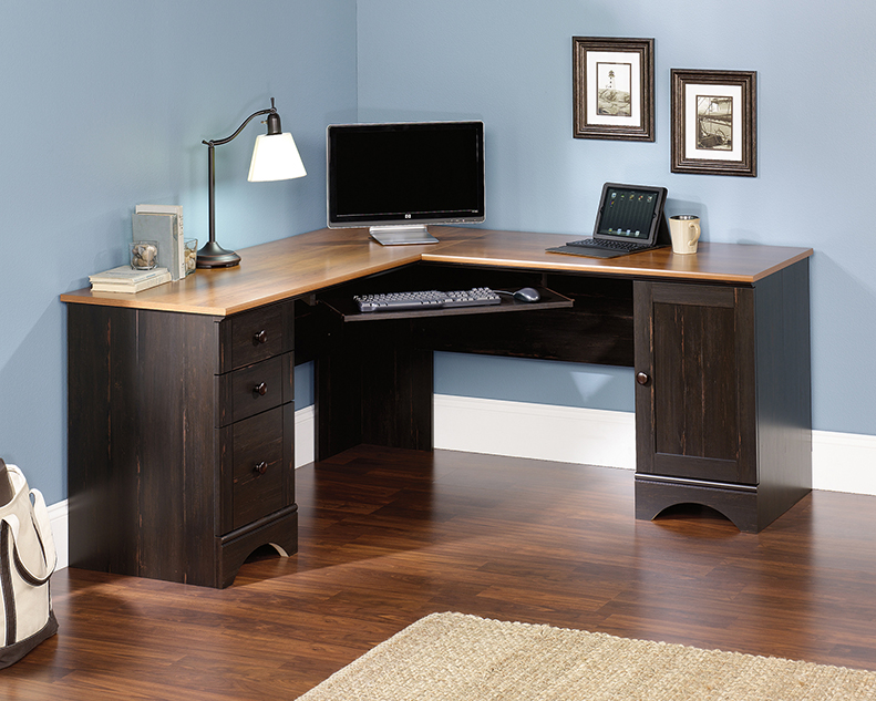 Sauder harbor view shop corner computer desk