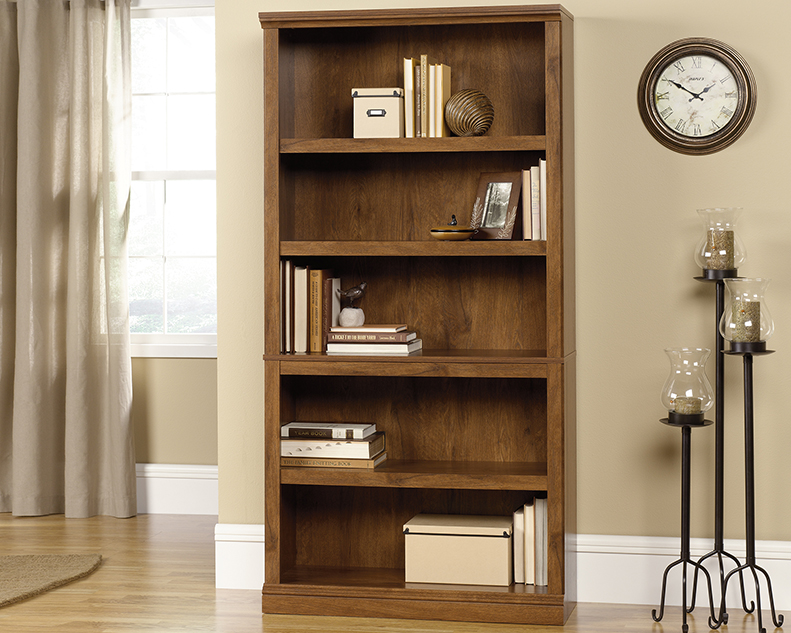 Sauder Libreria Sindoori Finitura Mango - 74x34x180 Cm - Ripiani Regolabili