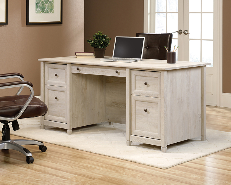 Edge Water Double-Pedestal Executive Desk Chalked Chestnut (418795