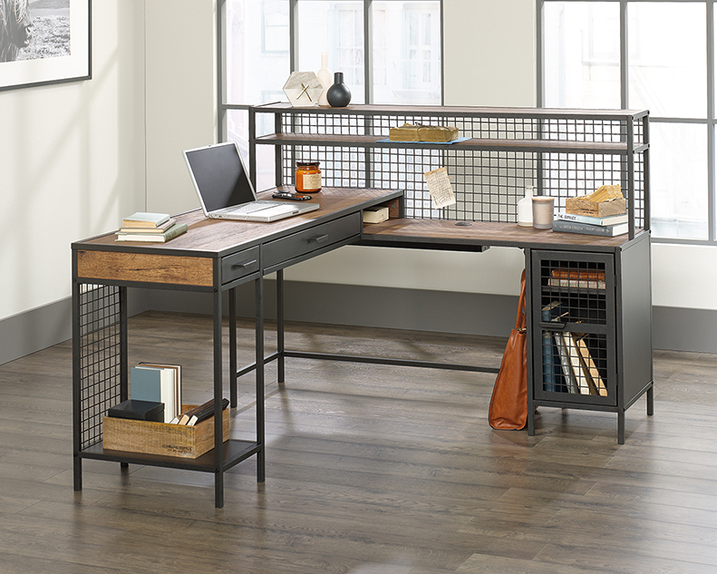 Sauder 420650 Boulevard Cafe L Shaped Desk Vintage Oak Finish