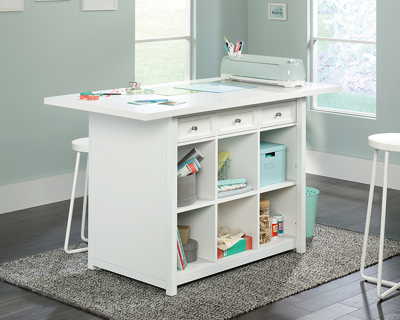 Craft Pro Series Craft Work Table with Storage White (421420) – Sauder