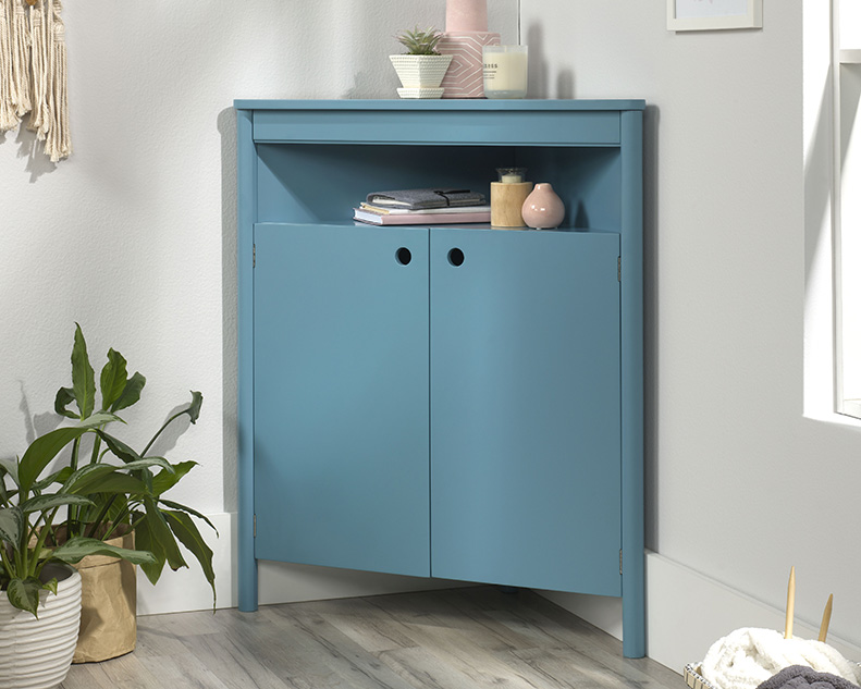 Anda Norr Corner Storage Cabinet Sea Blue 422069 Sauder