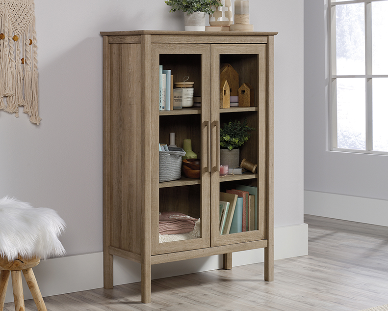 Anda Norr Display Cabinet With Glass Doors Sky Oak 422075 Sauder Display Cabinet 422075
