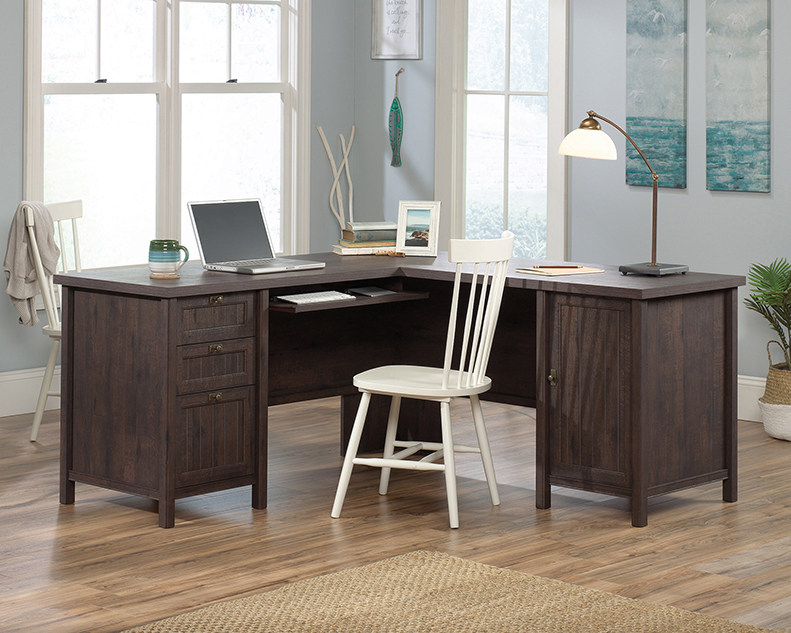 Costa Collection Coffee Oak L Shaped Desk 422982 Sauder