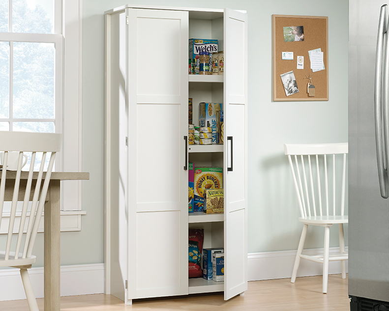 HomePlus Two Door Storage Cabinet White Finish 424001 Sauder