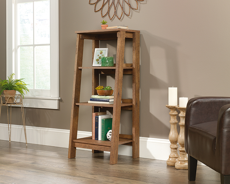3 Shelf Trestle Display Bookcase Vintage Oak 424123 Sauder 3 Shelf Bookcase 424123