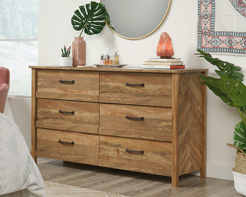 Sauder Cannery Bridge 6 Drawer Dresser Sindoori Mango