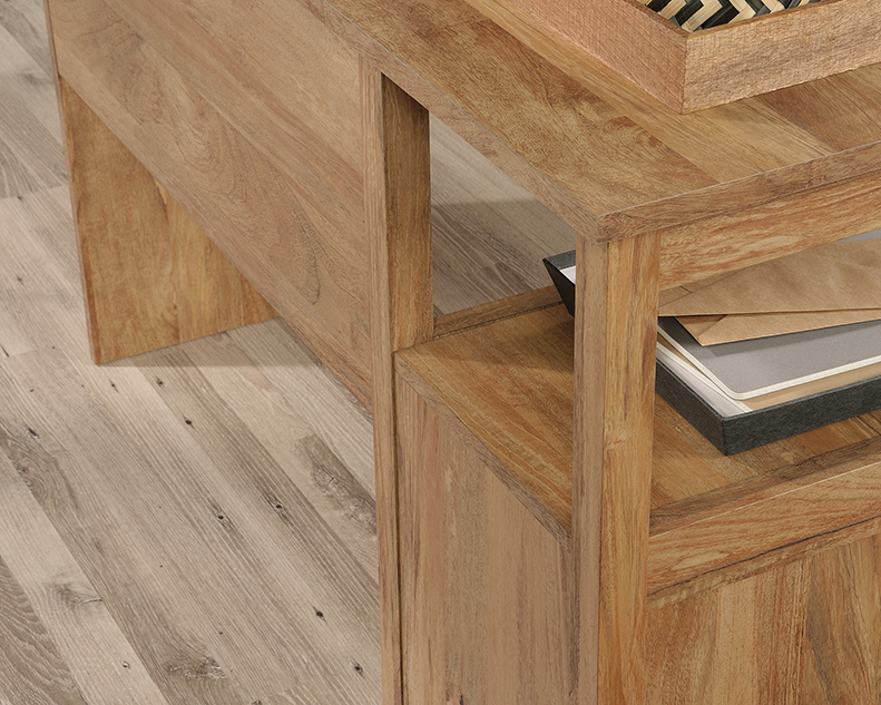 Cannery Bridge L-Shaped Office Desk Sandoori Mango (424198) – Sauder