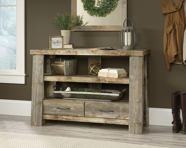 Boone Mountain Console Sofa Table Rustic Cedar 424610 Sauder