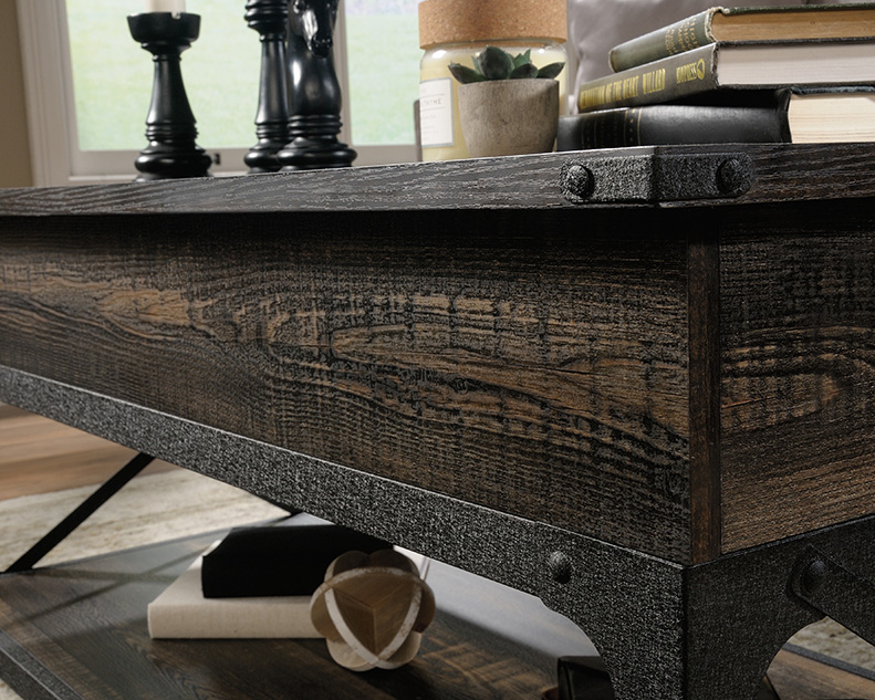 Steel River Rustic Lift Top Coffee Table Carbon Oak 425671 Sauder
