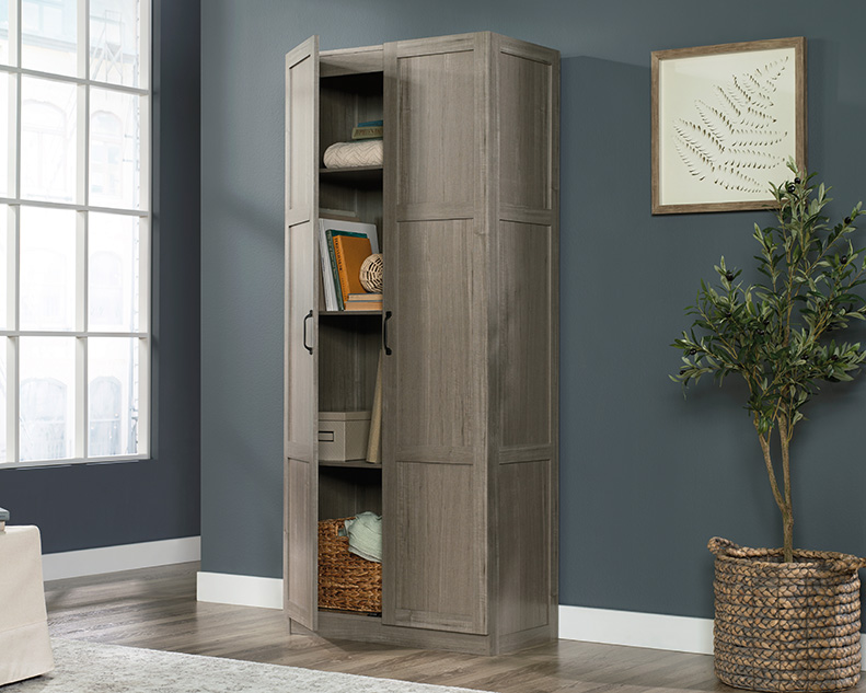 Sauder Select 2 Door Storage Cabinet Silver Sycamore 426125 Sauder
