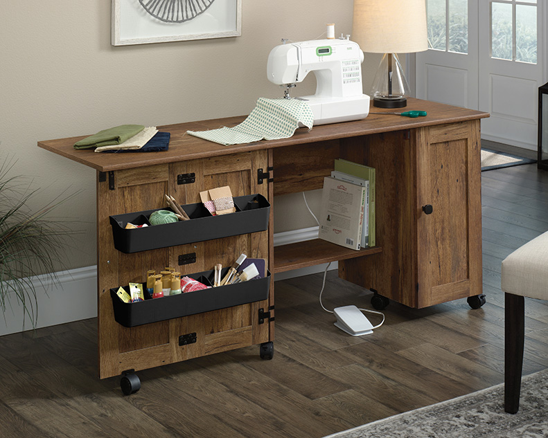 ★s★ journal standard furniture Sauder Select Sewing & Craft Table Vintage Oak (426138) – Sauder