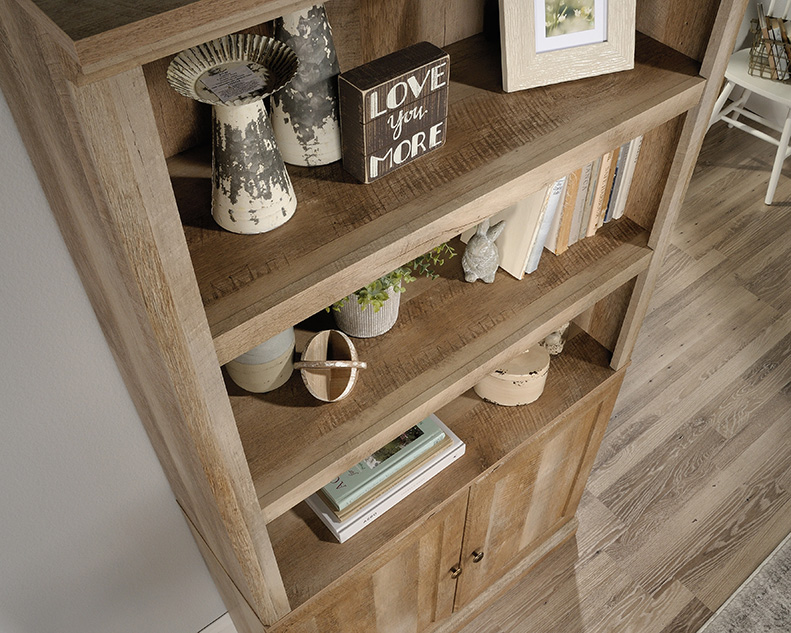 Sauder Select 5-Shelf Bookcase with Doors Lintel Oak (426413) – Sauder