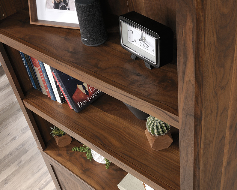 Sauder Select 5-Shelf Bookcase with Doors Grand Walnut (426419
