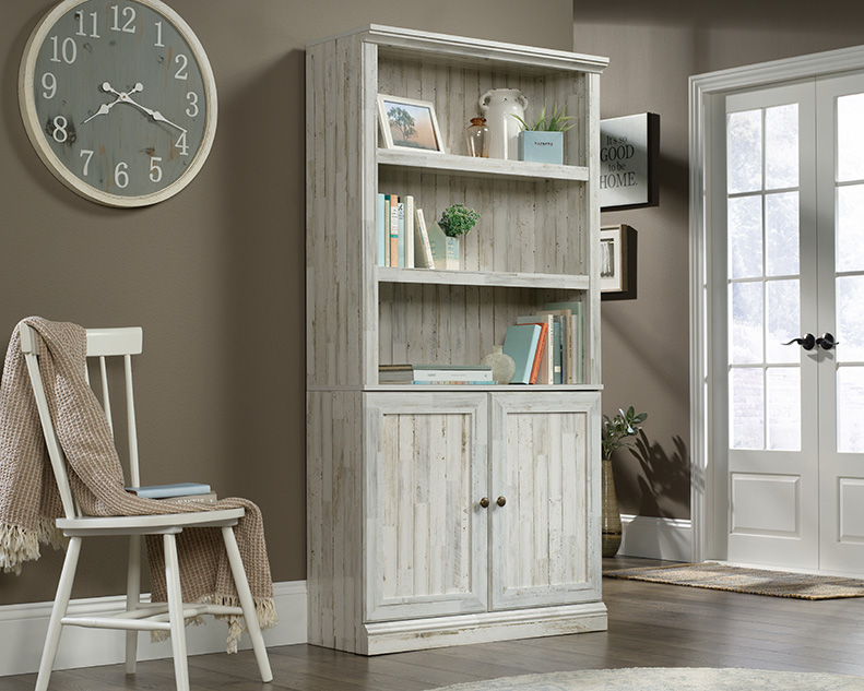 Sauder Select Engineered Wood 3 Shelf Bookcase in White Plank 426420