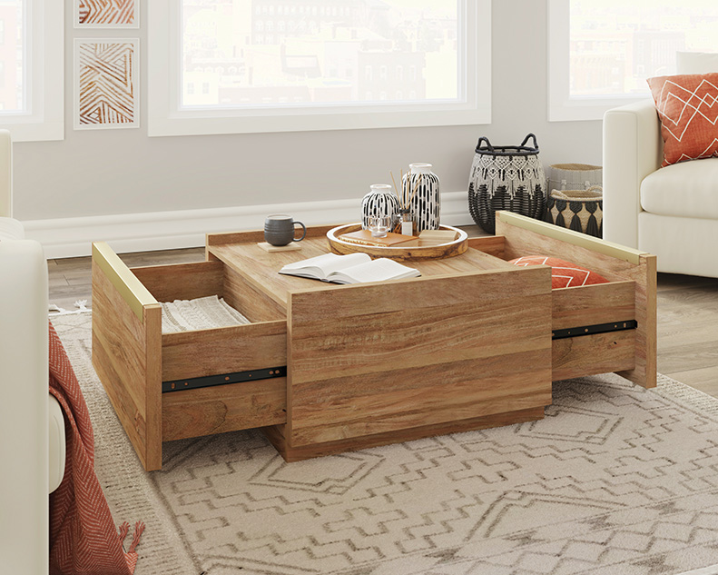 Manhattan Gate Square Coffee Table Sindoori Mango (427359) – Sauder