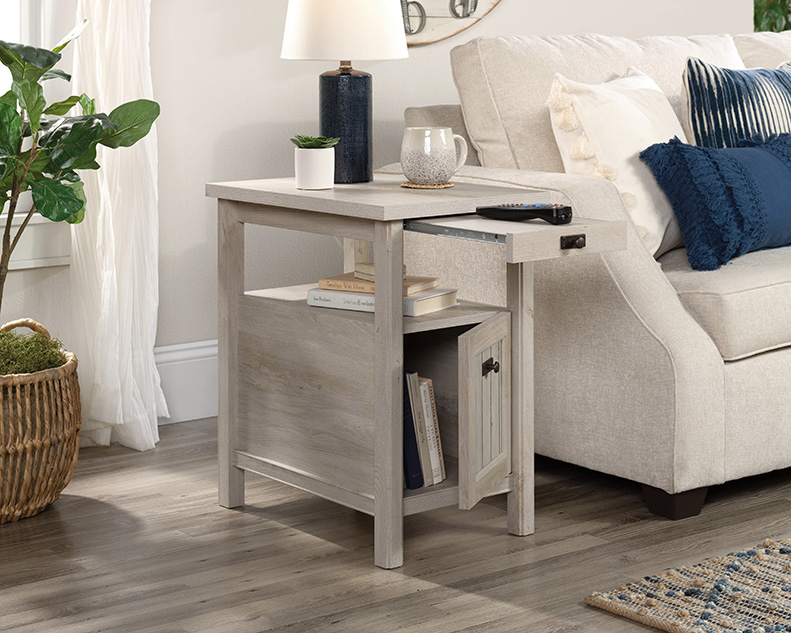 Costa Side Table with Drawer Chalked Chestnut (427889) - Sauder