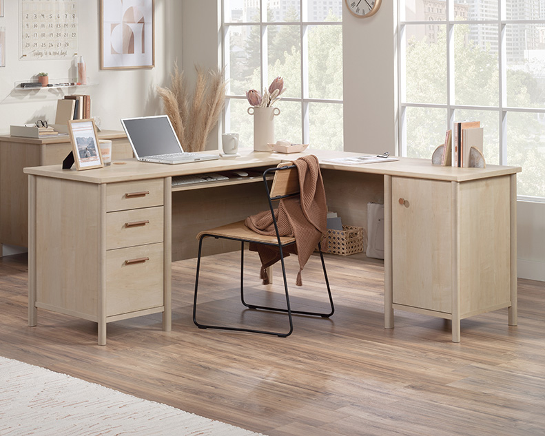 Whitaker Point L-Shaped Desk Natural Maple (429368) – Sauder
