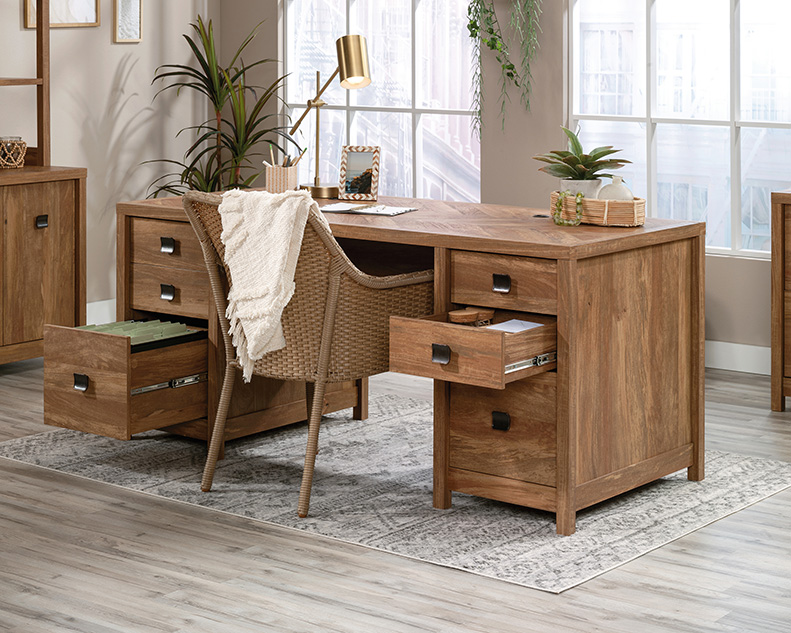 Cannery Bridge Executive Desk Sindoori Mango (429414) – Sauder