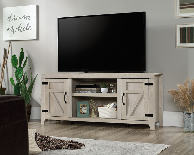 Sauder Select Farmhouse TV Credenza Chalked Chestnut (429575) – Sauder