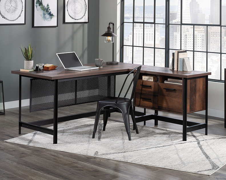 Briarbrook L-Shaped Desk Barrel Oak (430071) - Sauder