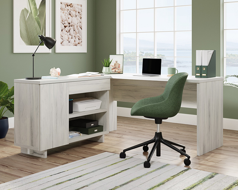 Deskspace デスクスペース Porto Palma Desk with Credenza Haze Acacia (431234) – Sauder