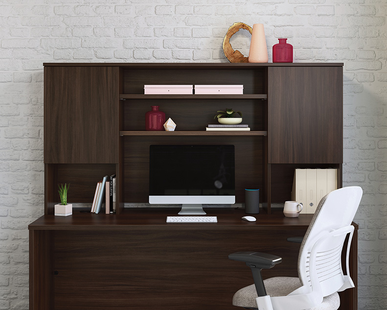 Affirm 72” Desk with Hutch Noble Elm (431544) - Sauder