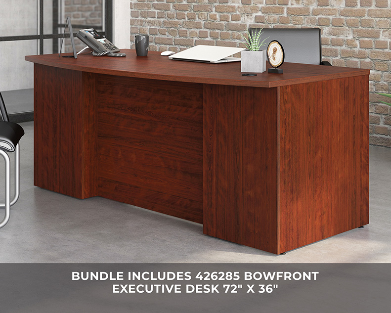 Affirm 72 x 36 Bowfront Executive Desk & Return Classic Cherry