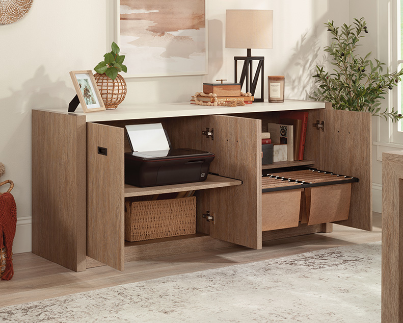 Dixon City Office Credenza with Doors Brushed Oak (432894