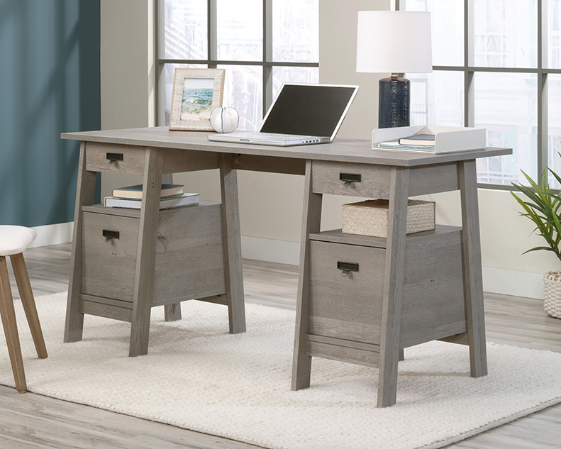 Sauder trestle executive desk chalked chestnut discount